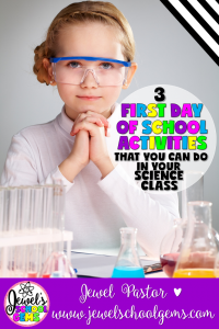 3 First Day of School Activities That You Can Do in Your Science Class by Jewel Pastor | Read about three first day of school activities for your science class, grab an all about me freebie, and have a chance to win a $25 TpT gift card!