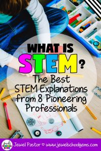 THE BEGINNER’S GUIDE FOR THE CLUELESS STEM TEACHER: The Best STEM Explanations from 8 Pioneering Professionals by Jewel Pastor of Jewel's School Gems | What is STEM? I’m so excited to share with you the wisdom that 8 generous STEM educators have shared for teachers who want clarity as to what STEM is.
