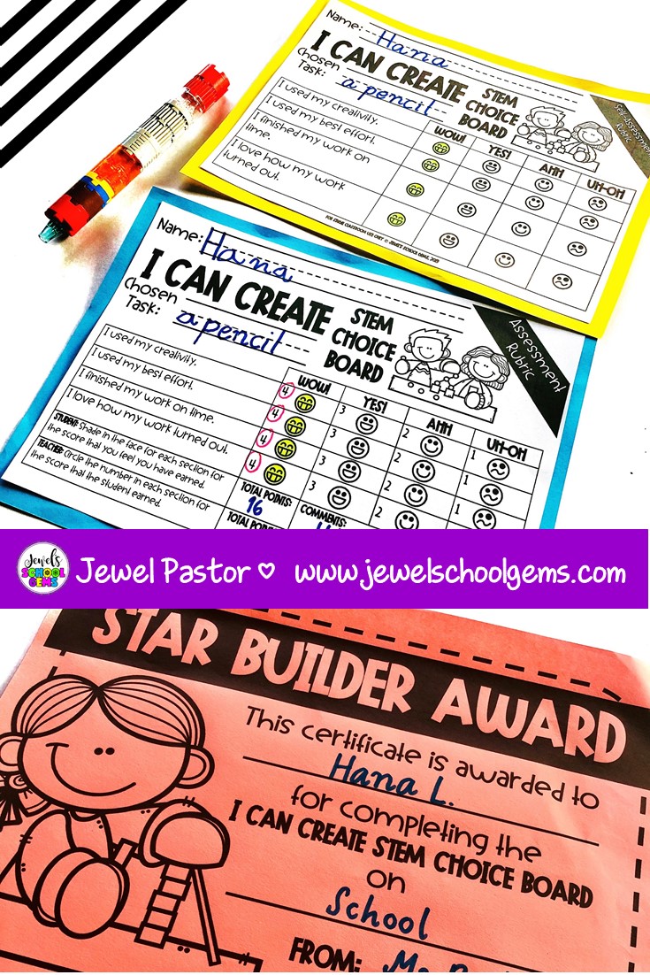 STEM Choice Boards Planning Sheet, Rubric and Certificate