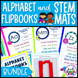 Alphabet Practice Flip Books and STEM Mats